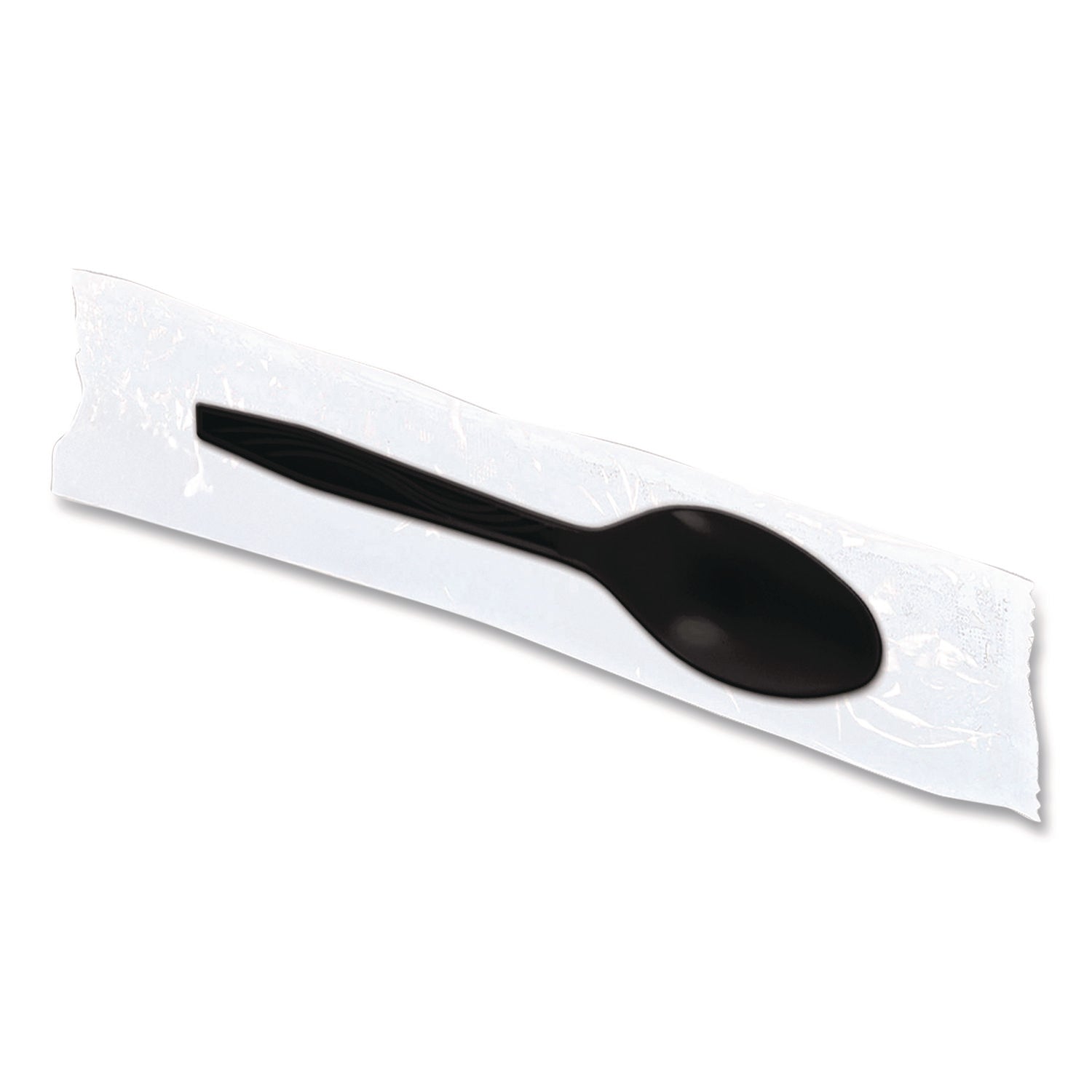 Dispens-a Spoon, Individually Wrapped, Mediumweight, Teaspoons, Black, 100/Box