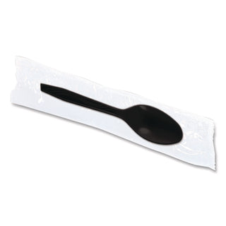 Dispens-a Spoon, Individually Wrapped, Mediumweight, Teaspoons, Black, 100/Box