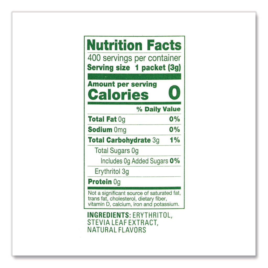 Natural Sugar Substitute, 0.07 oz Packet, 400 Packets/Box