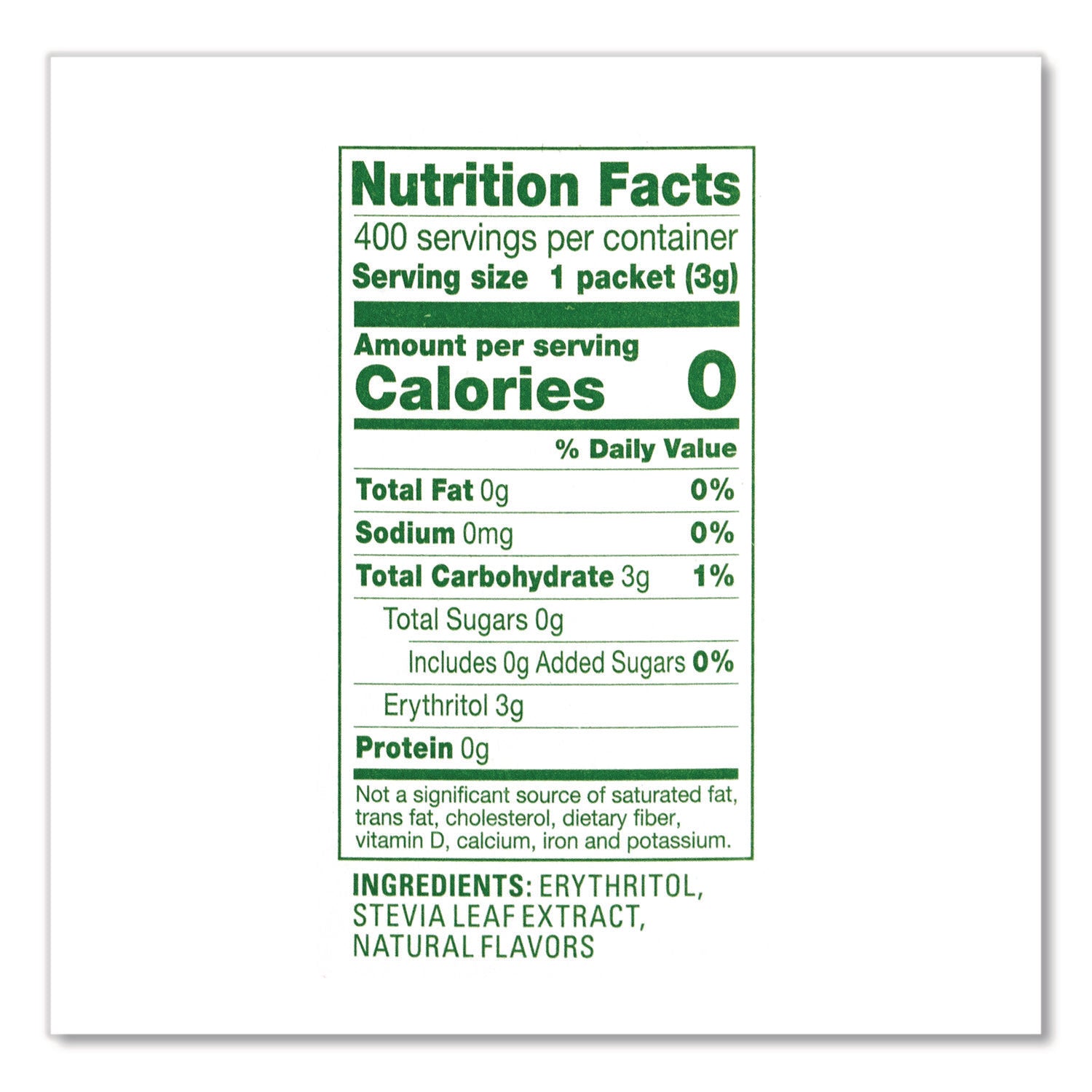 Natural Sugar Substitute, 0.07 oz Packet, 1,000 Packets/Carton