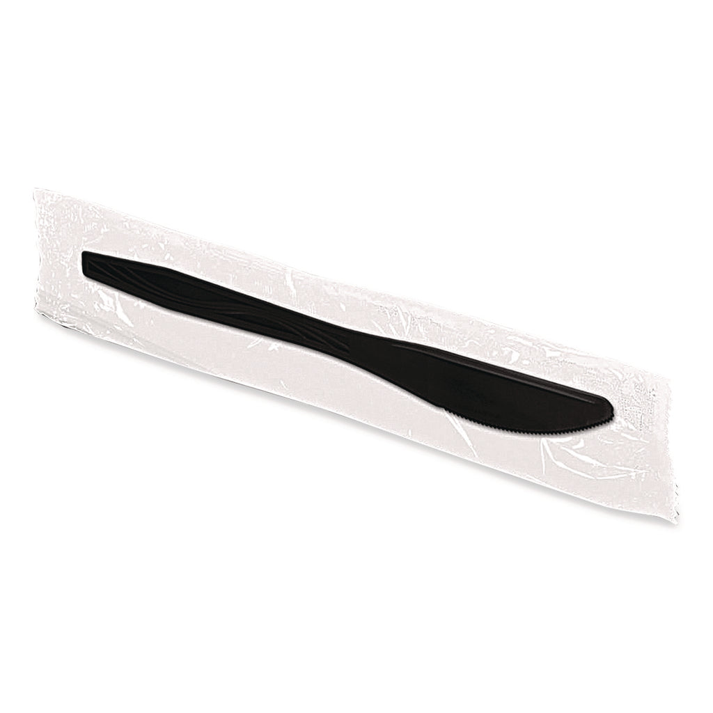 Dispens-a-Knife, Individually Wrapped, Mediumweight, Plastic, Black, 100/Box