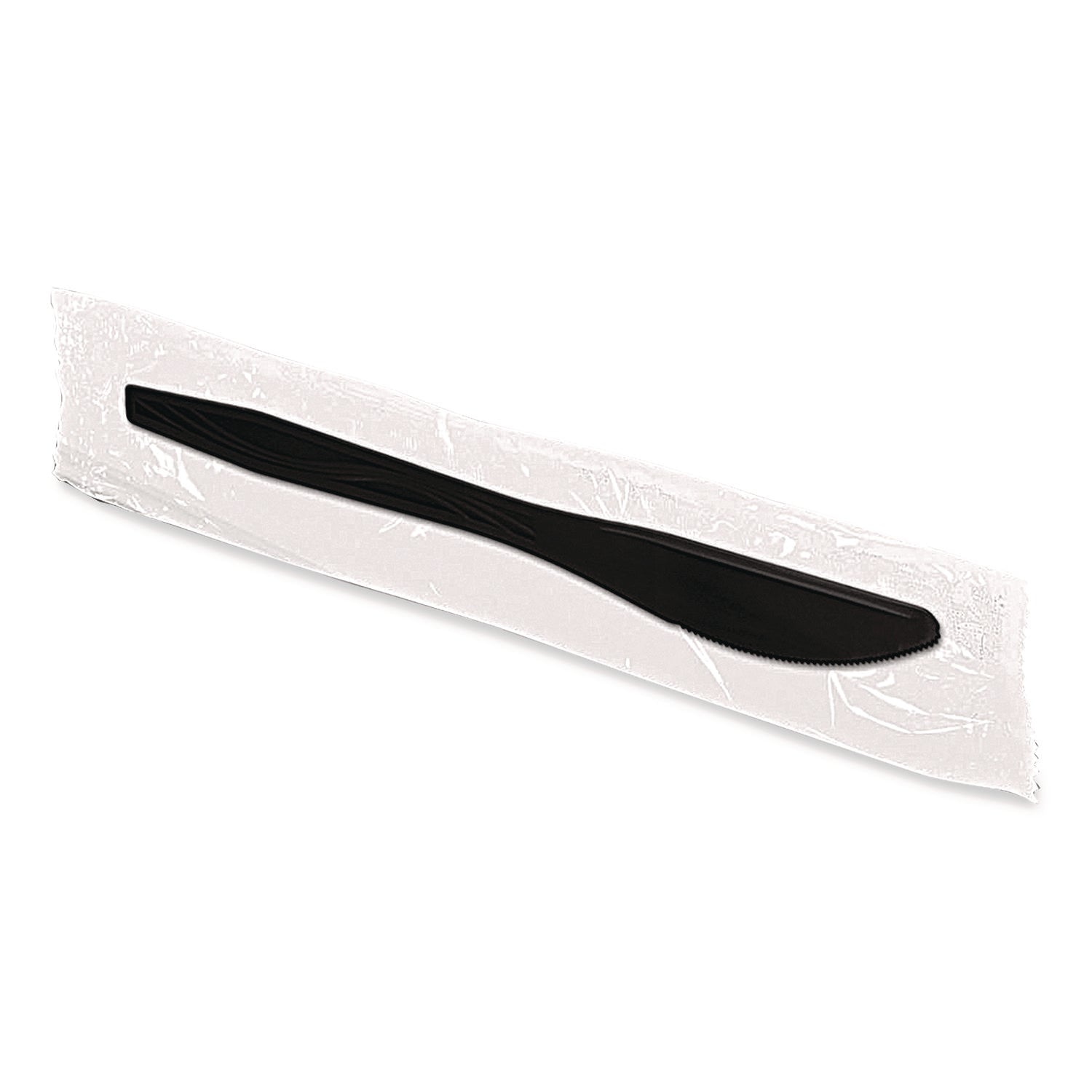 Dispens-a-Knife, Individually Wrapped, Mediumweight, Plastic, Black, 100/Box