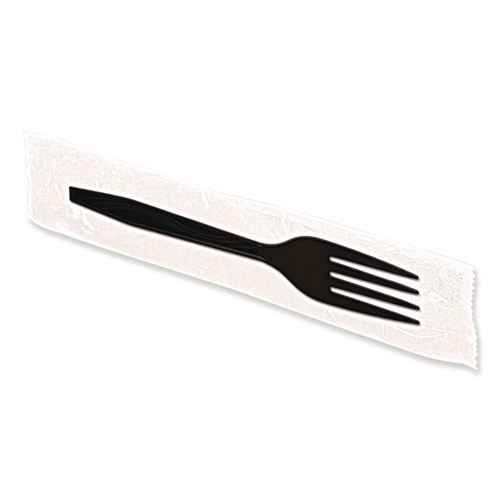 Dispens-a-Fork, Individually Wrapped, Mediumweight, Plastic, Black, 100/Box