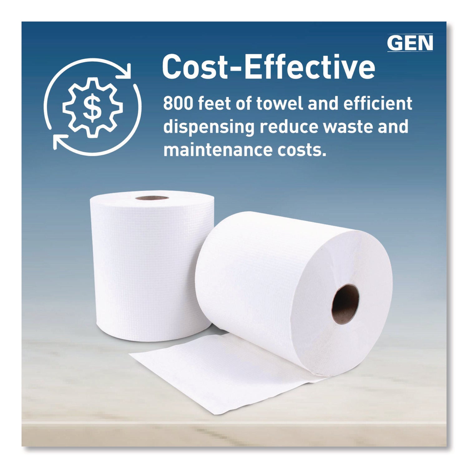 Hardwound Roll Towels, 8" x 800 ft, White, 6 Rolls/Carton