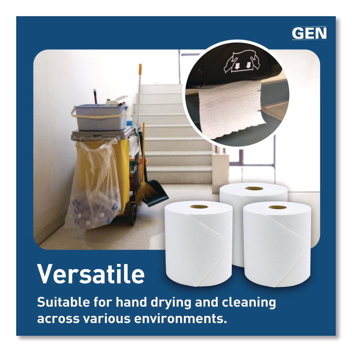 Hardwound Roll Towels, 8" x 800 ft, White, 6 Rolls/Carton