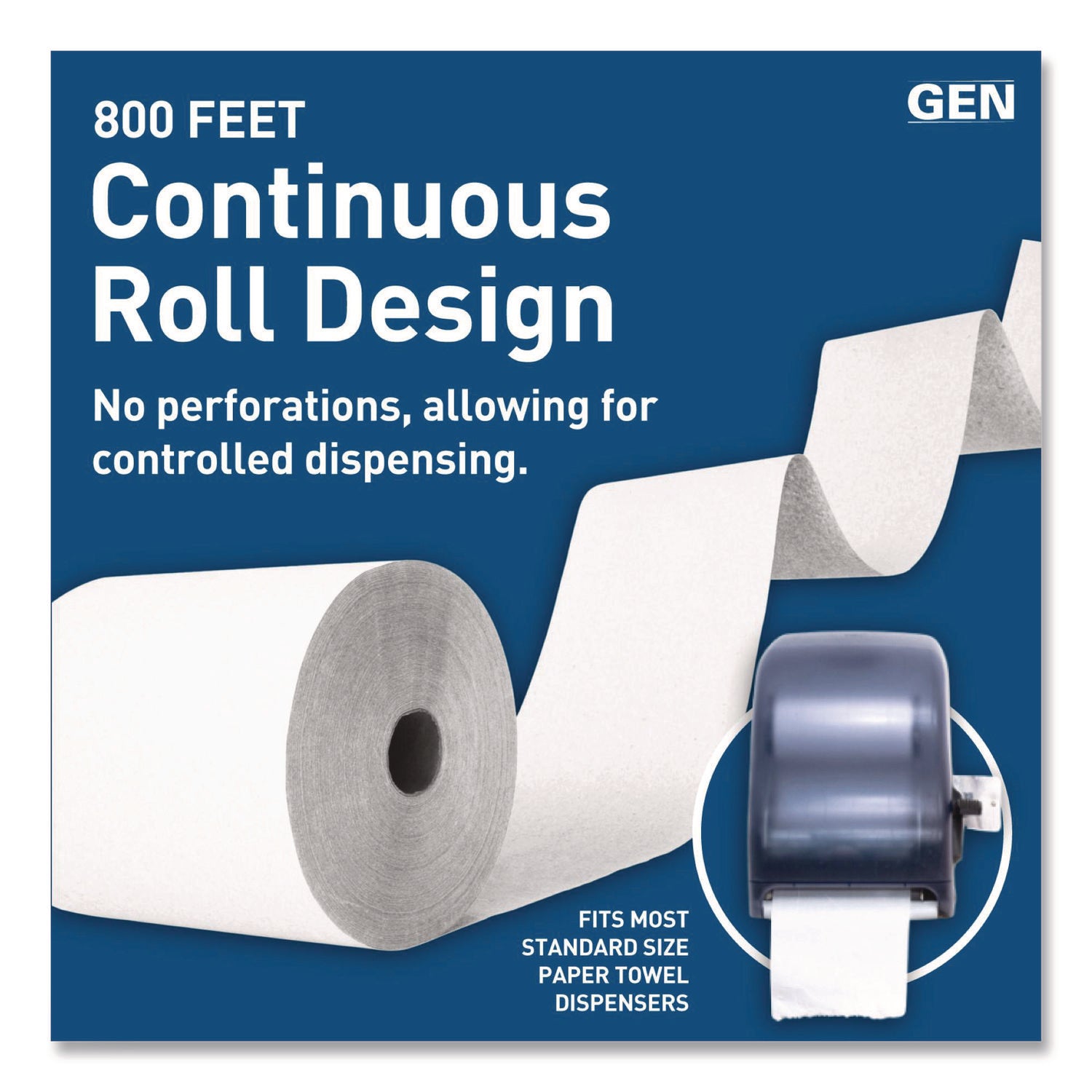Hardwound Roll Towels, 8" x 800 ft, White, 6 Rolls/Carton