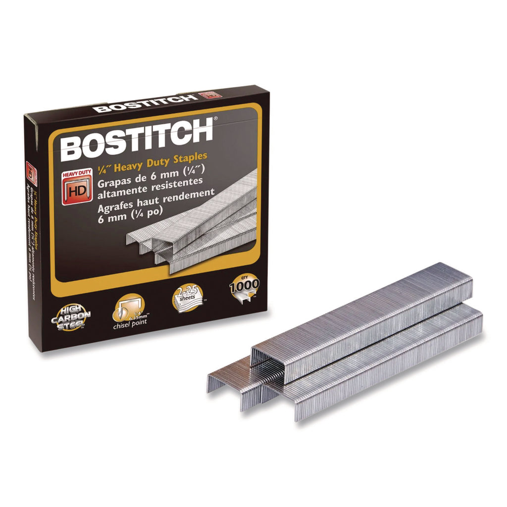 Heavy-Duty Premium Staples, 0.25" Leg, 0.5" Crown, Steel, 1,000/Box