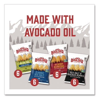 Chips Variety Pack, Hickory Barbeque, Sea Salt, Sea Salt and Cracked Pepper, Olive Oil, 1.5 oz, 24/Carton