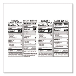 Chips Variety Pack, Hickory Barbeque, Sea Salt, Sea Salt and Cracked Pepper, Olive Oil, 1.5 oz, 24/Carton