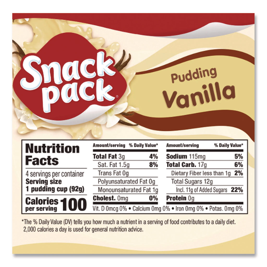 Pudding Cups, Vanilla, 3.5 oz Cup, 48/Carton