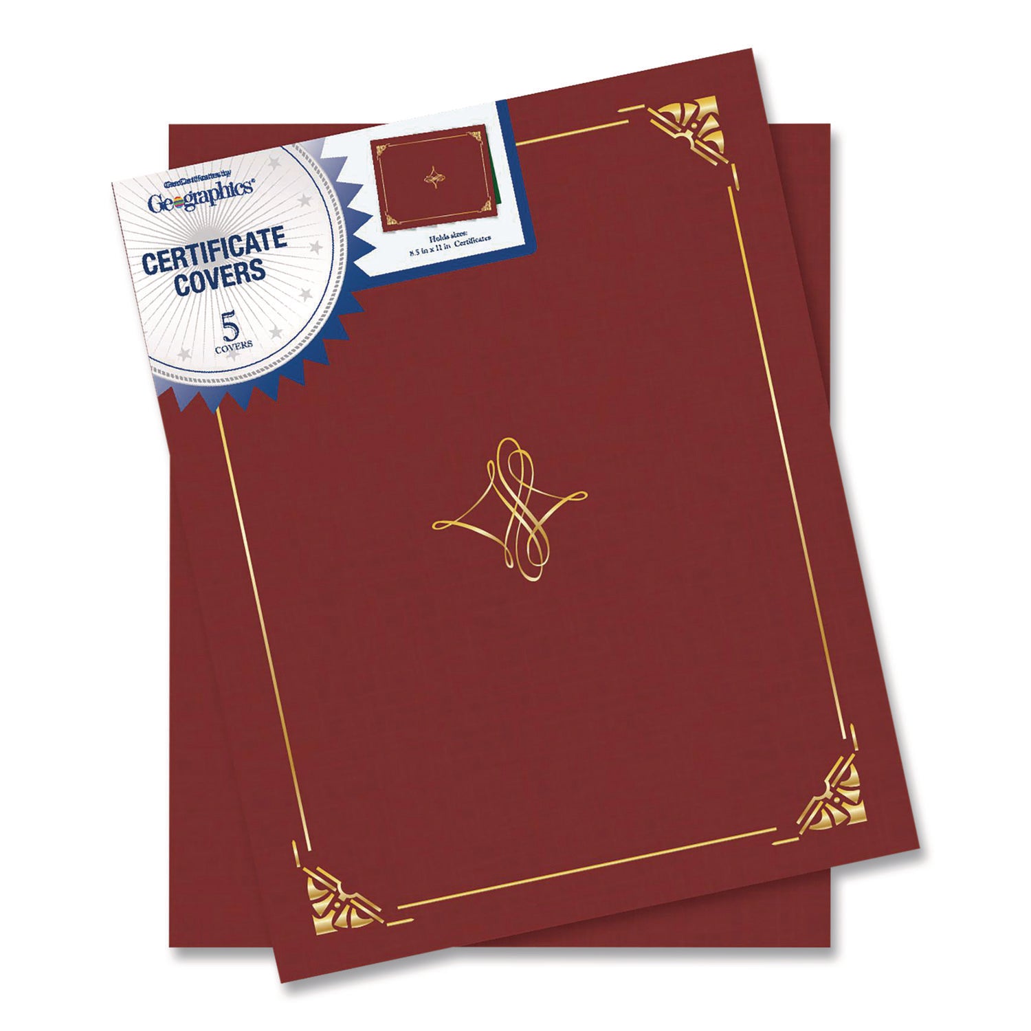 Geographics Letter Recycled Certificate Holder - 8 1/2" x 11" - Cordova, Gold - 30% Recycled - 5 / Pack