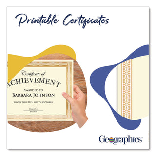 Geographics Traditional Award Certificates - 24 lb Basis Weight - 8.5" - Laser, Inkjet Compatible - Gold - 100 / Pack