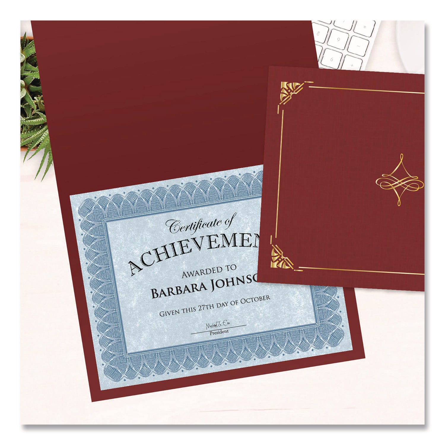 Geographics Letter Recycled Certificate Holder - 8 1/2" x 11" - Cordova, Gold - 30% Recycled - 5 / Pack