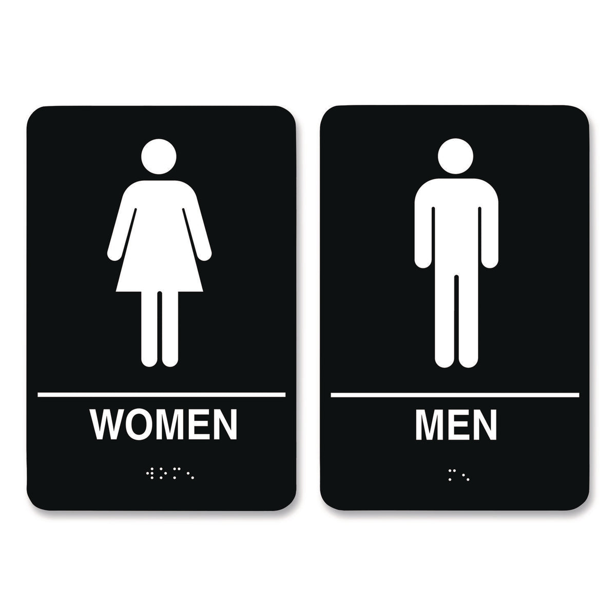 Indoor Restroom Door Sign, Men/Women, 5.9 x 9, Black/White, 2/Pack