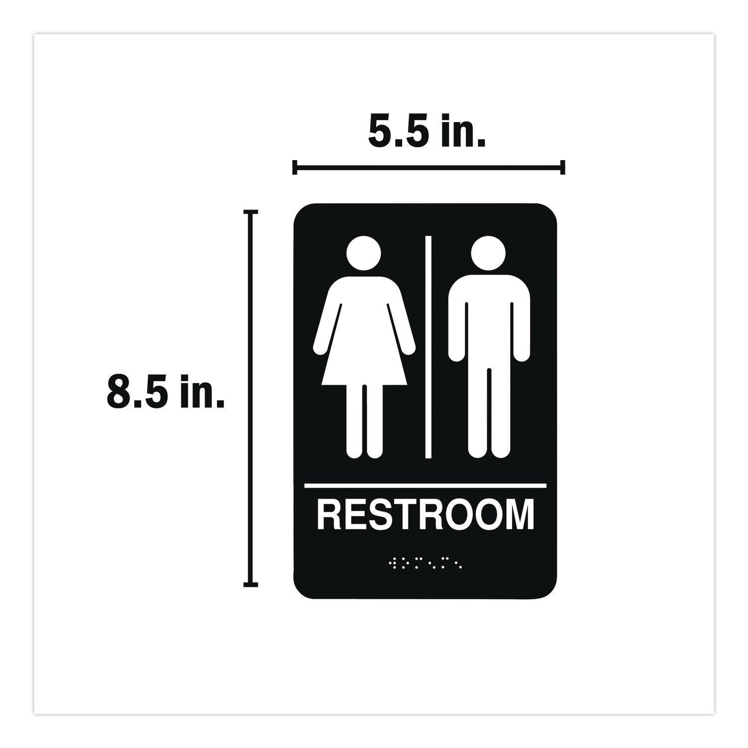 Indoor Restroom Door Sign, Unixex 5.5 x 8.5, Black/White