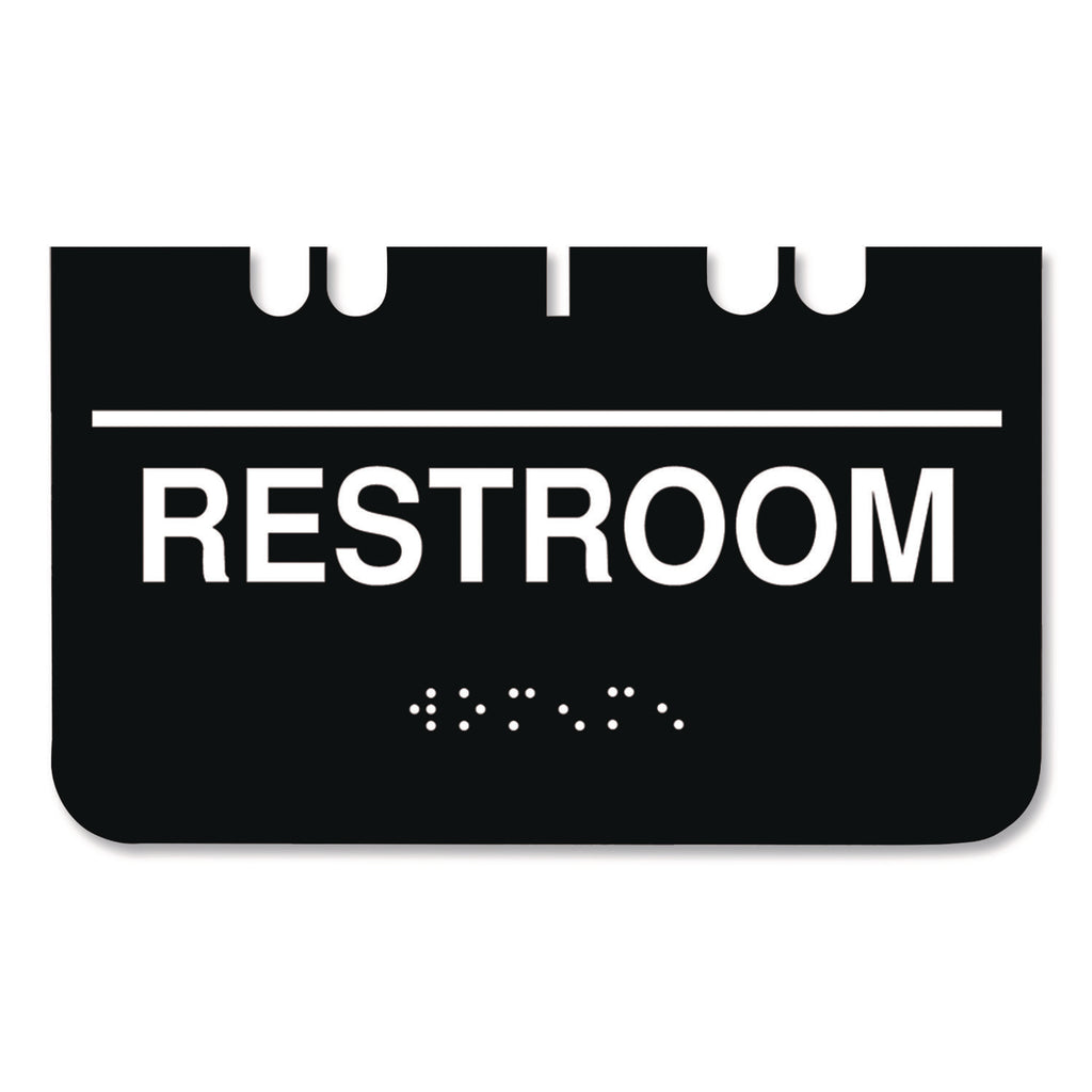 Indoor Restroom Door Sign, Unixex 5.5 x 8.5, Black/White