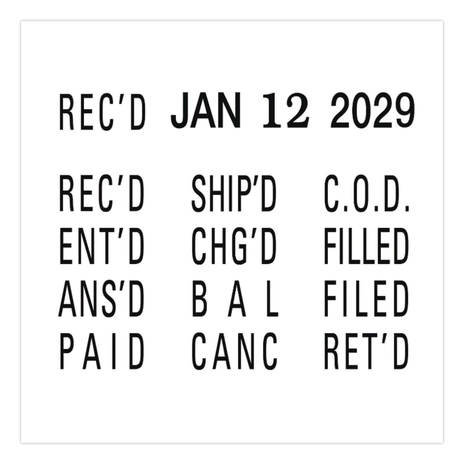 Classic Line Message Dater, 5 Years, 12 Phrases, 1.75 x 0.18, Black Ink