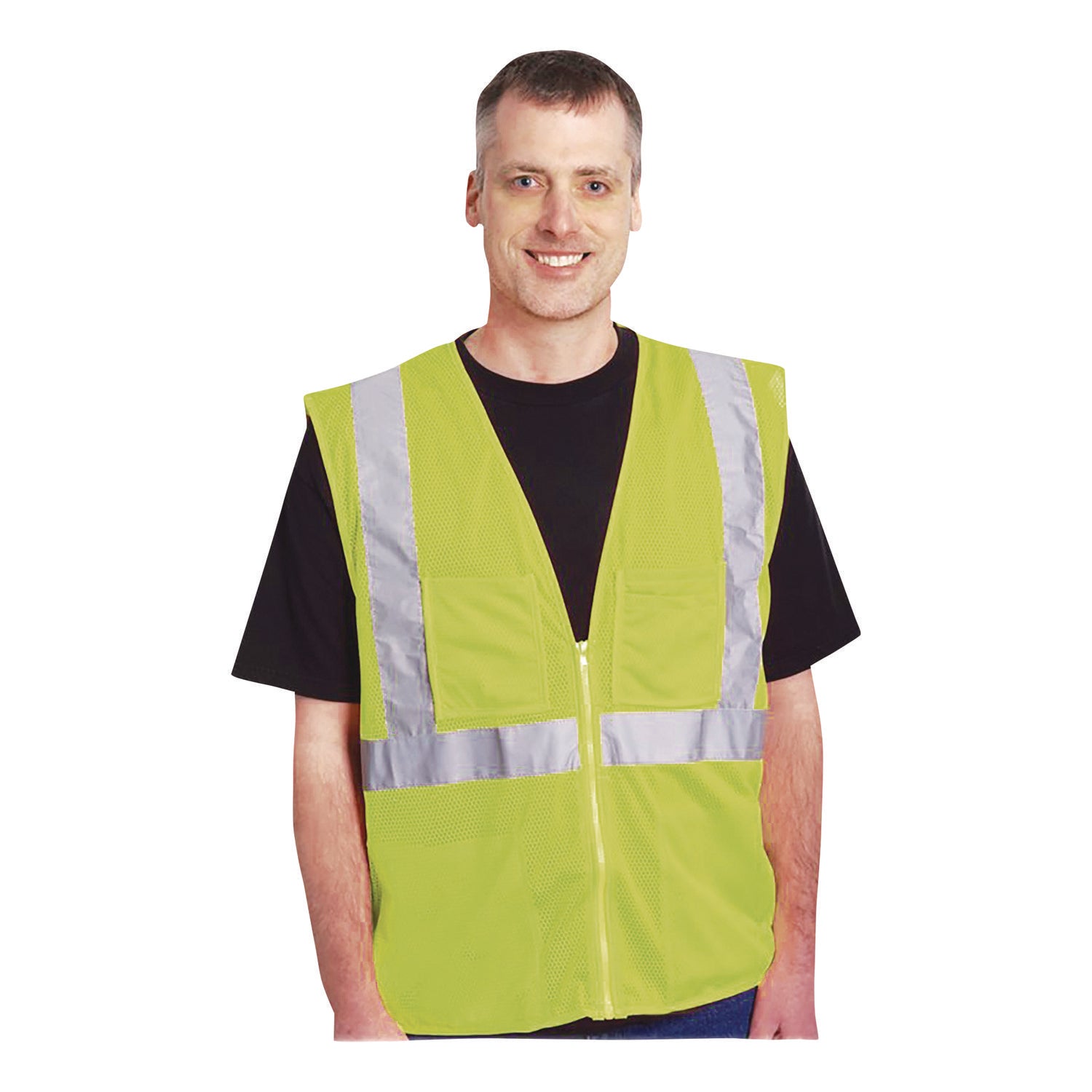 Zipper Safety Vest, X-Large, Hi-Viz Lime Yellow