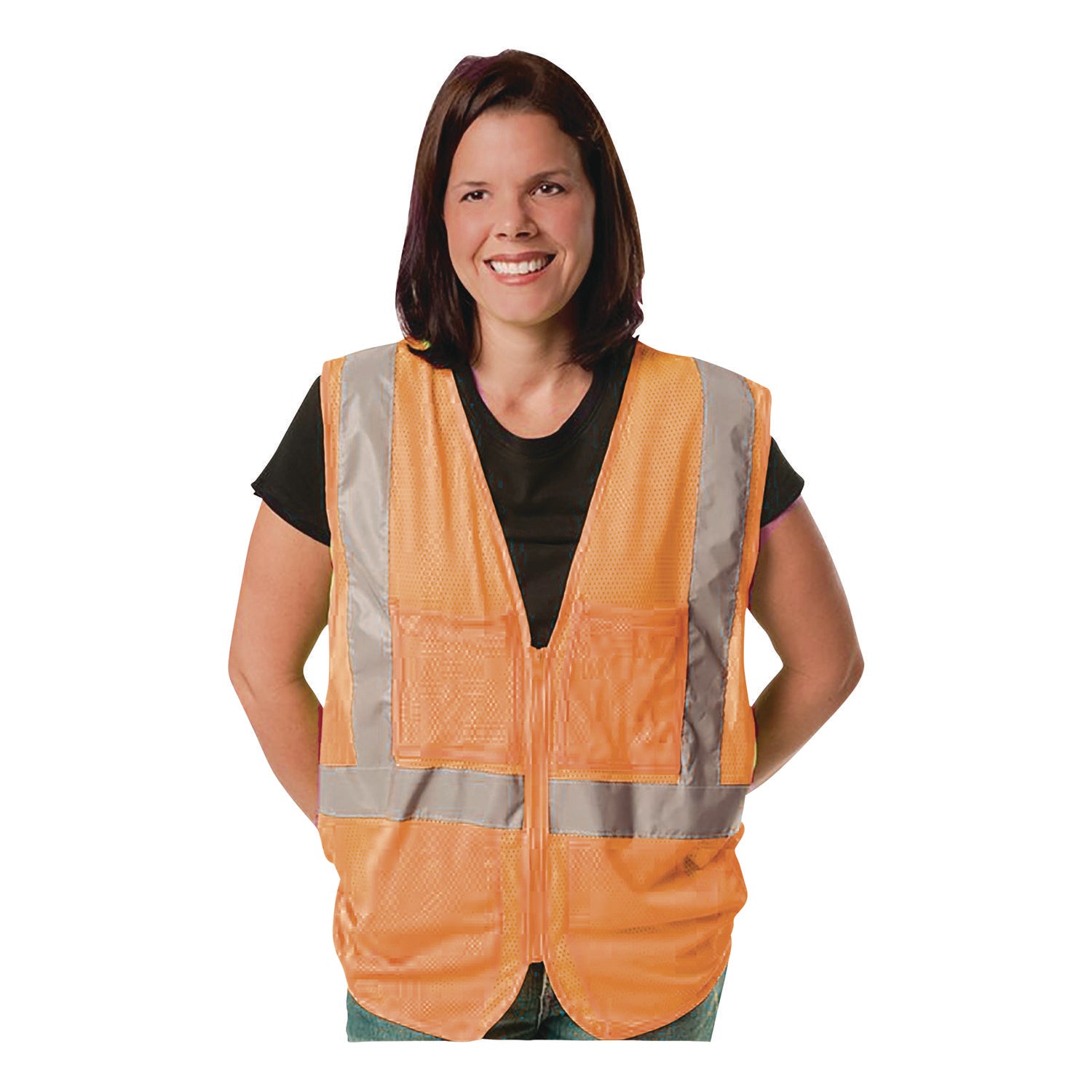 Zipper Safety Vest, X-Large, Hi-Viz Orange