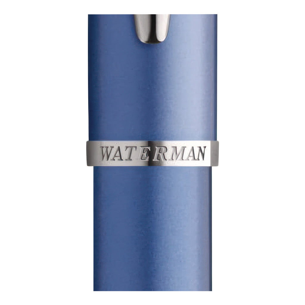 Allure Fountain Pen, Stick, Fine Nib, Blue Ink, Silver/Black Barrel
