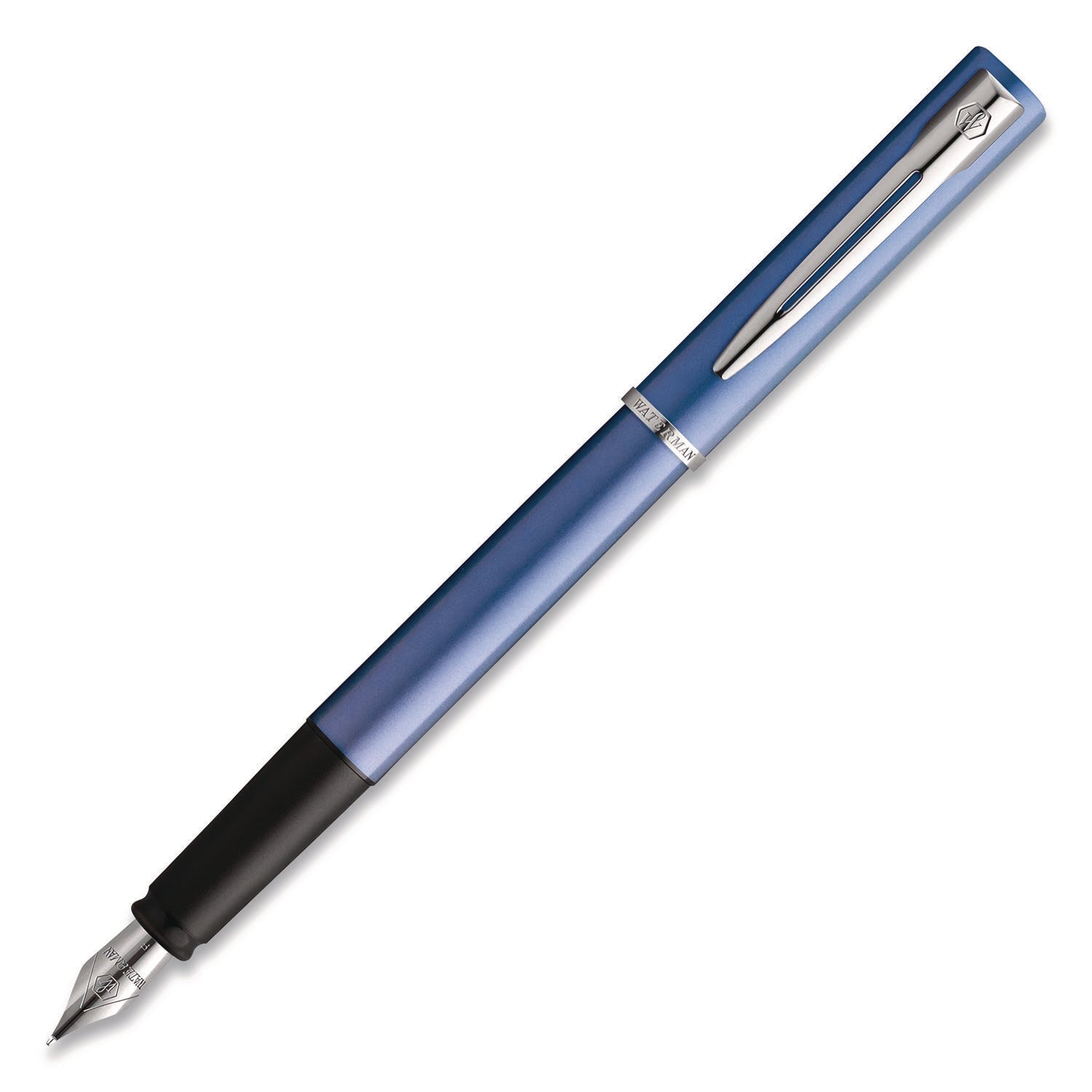 Allure Fountain Pen, Stick, Fine Nib, Blue Ink, Silver/Black Barrel