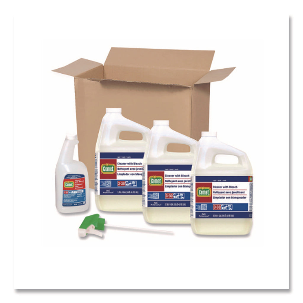 Cleaner with Bleach, Liquid, One Gallon Bottle, 3/Carton