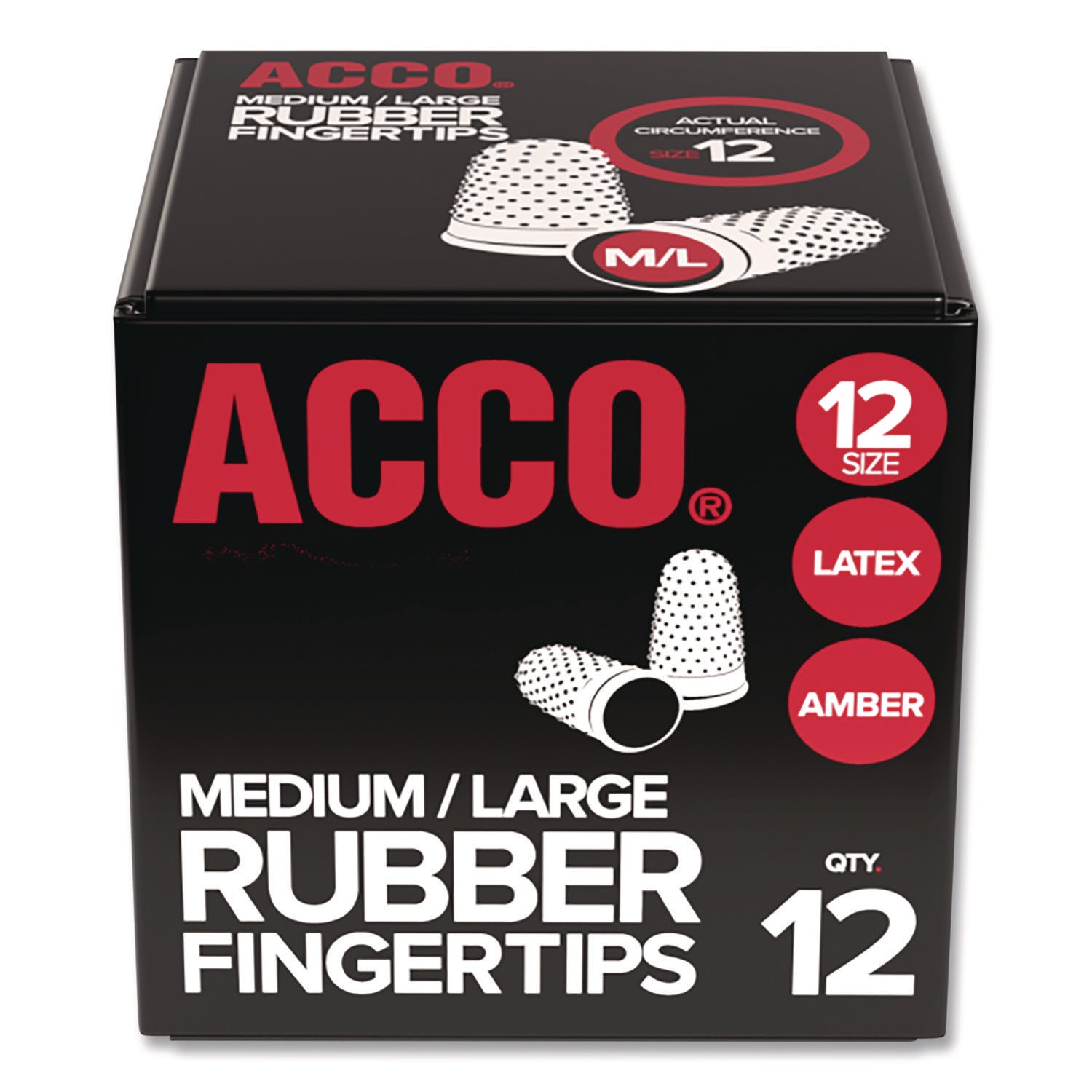 Rubber Finger Tips, 12 (Medium-Large), Amber, Dozen