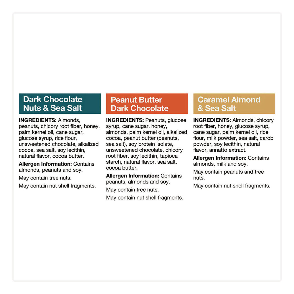 Minis, Dark Chocolate Nuts Sea Salt/Caramel Almond Nuts Sea Salt, 0.7 oz Bar, 32 Bars/Carton, Ships in 1-3 Business Days