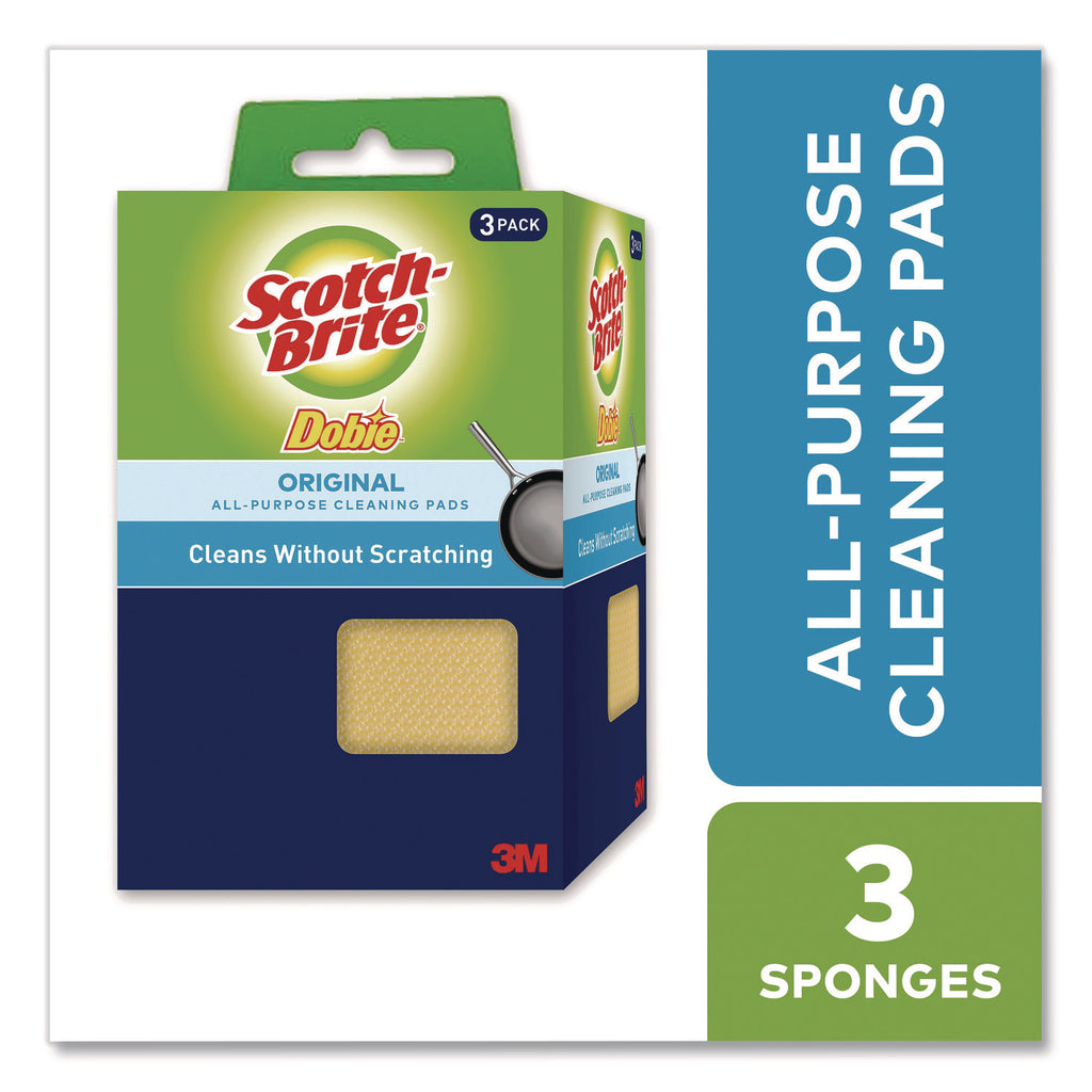 Scotch-Brite Dobie All-purpose Cleaning Pads - 0.5" Height x 2.6" Width x 4.3" Depth - 24/Carton - Polyurethane - Yellow