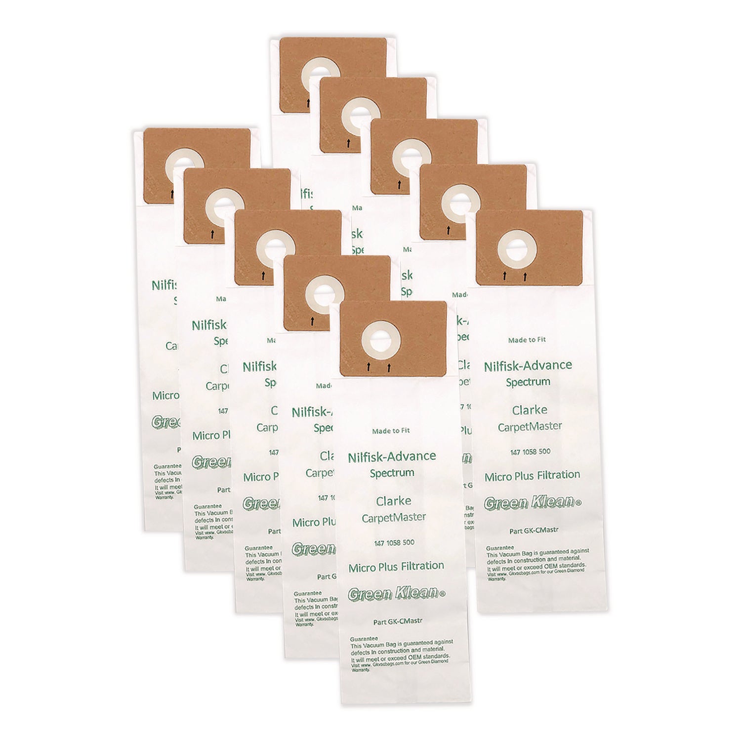 Replacement Vacuum Bags, Fits Advance Spectrum/Clarke CarpetMaster, 10/Pack