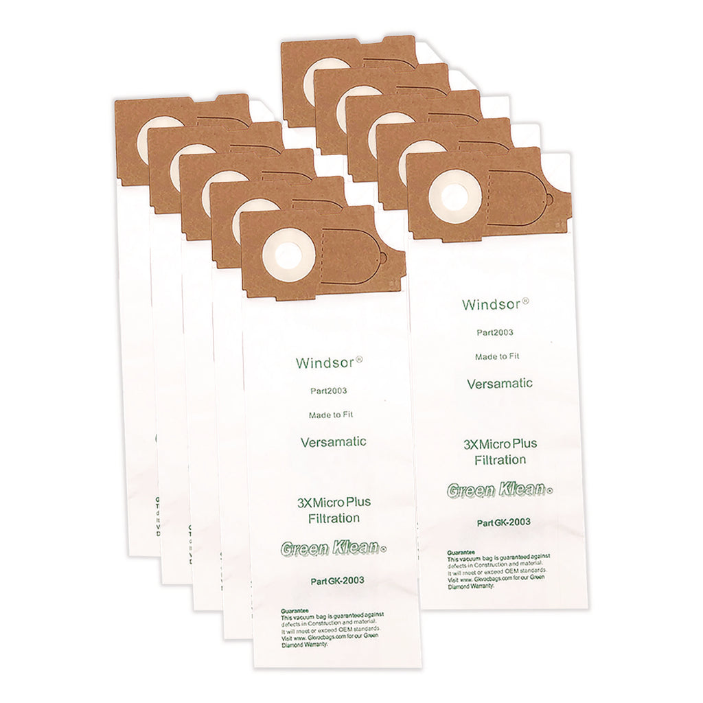 Replacement Vacuum Bags, Fits AllStar Javelin/Triple S Prosense II/Windsor Versamatic, 10/Pack