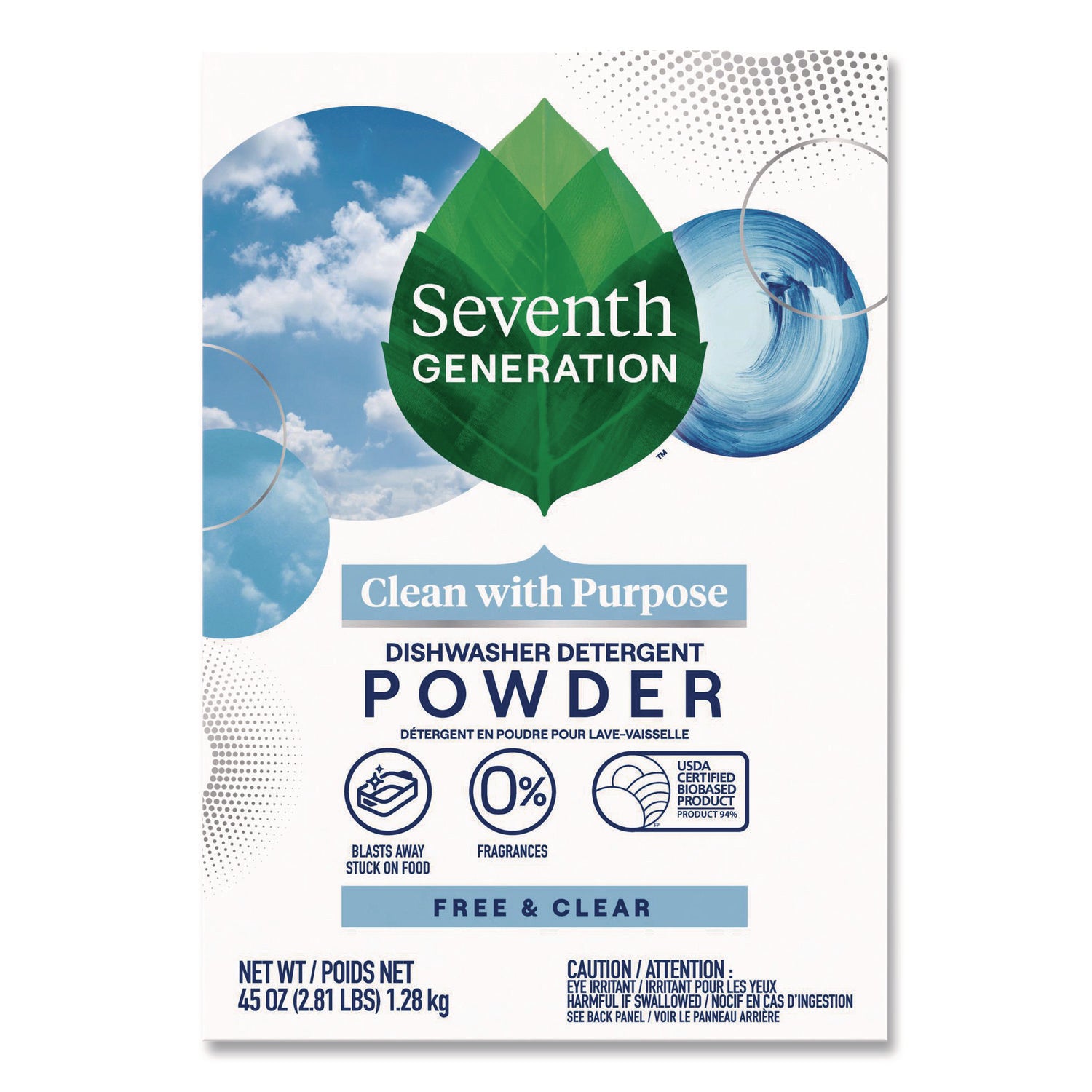 Automatic Dishwasher Powder, Free and Clear, 45oz Box