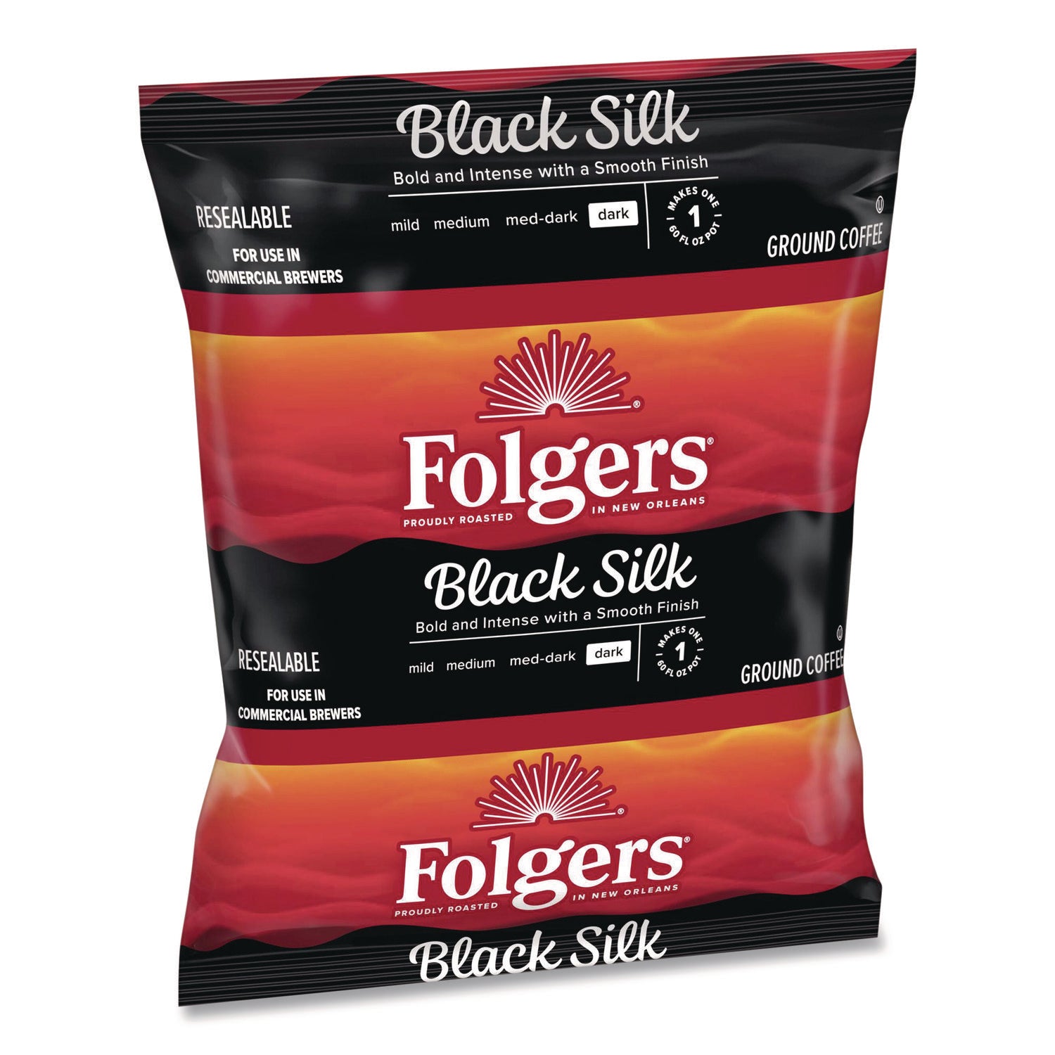 Coffee Filter Packs, Black Silk, 1.4 oz Pack, 40Packs/Carton