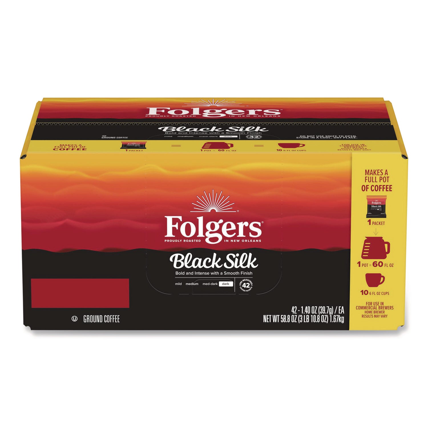Coffee, Black Silk, 1.4 oz Packet, 42/Carton