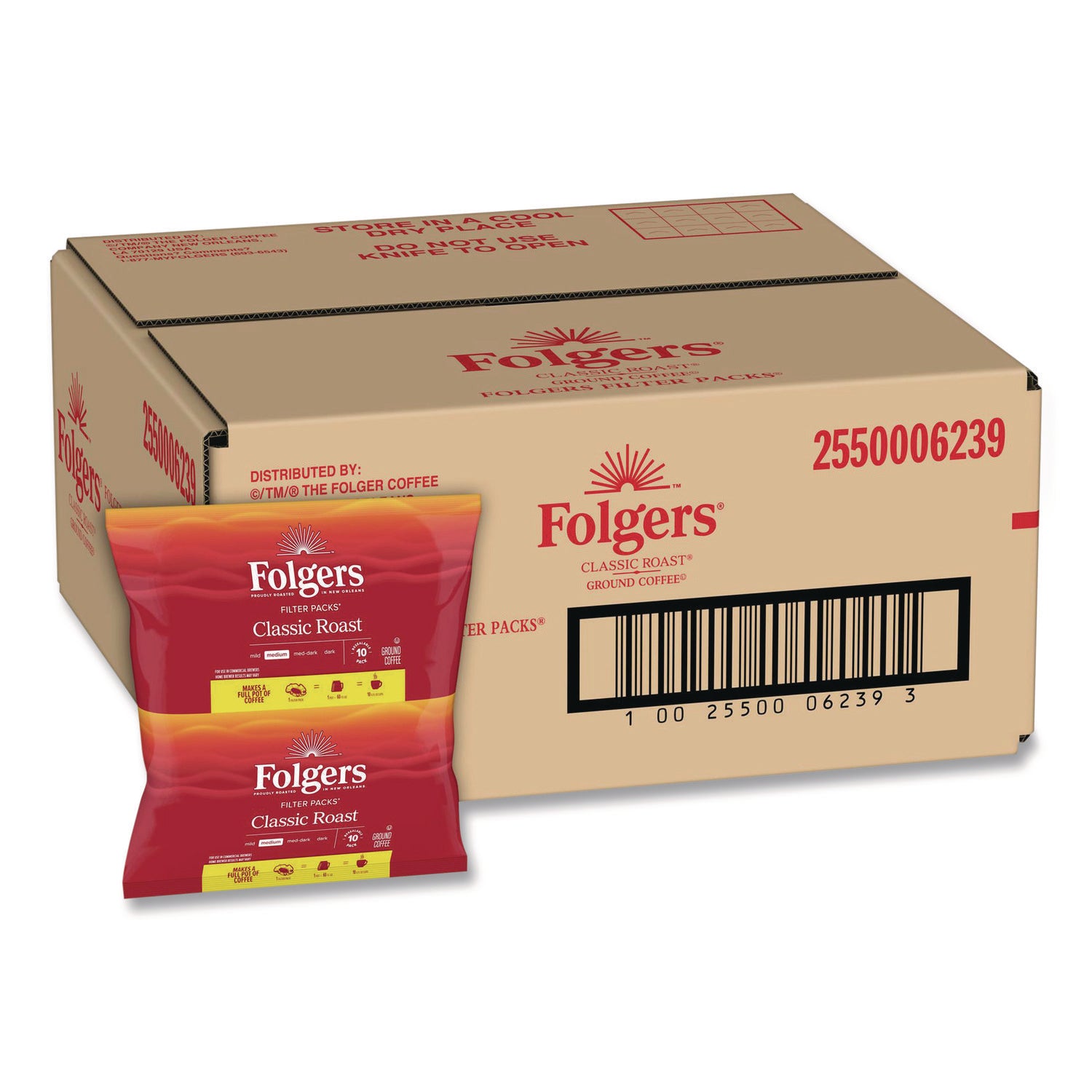 Coffee Filter Packs, Classic Roast, .9 oz, 10 Filters/Pack, 4 Packs/Carton