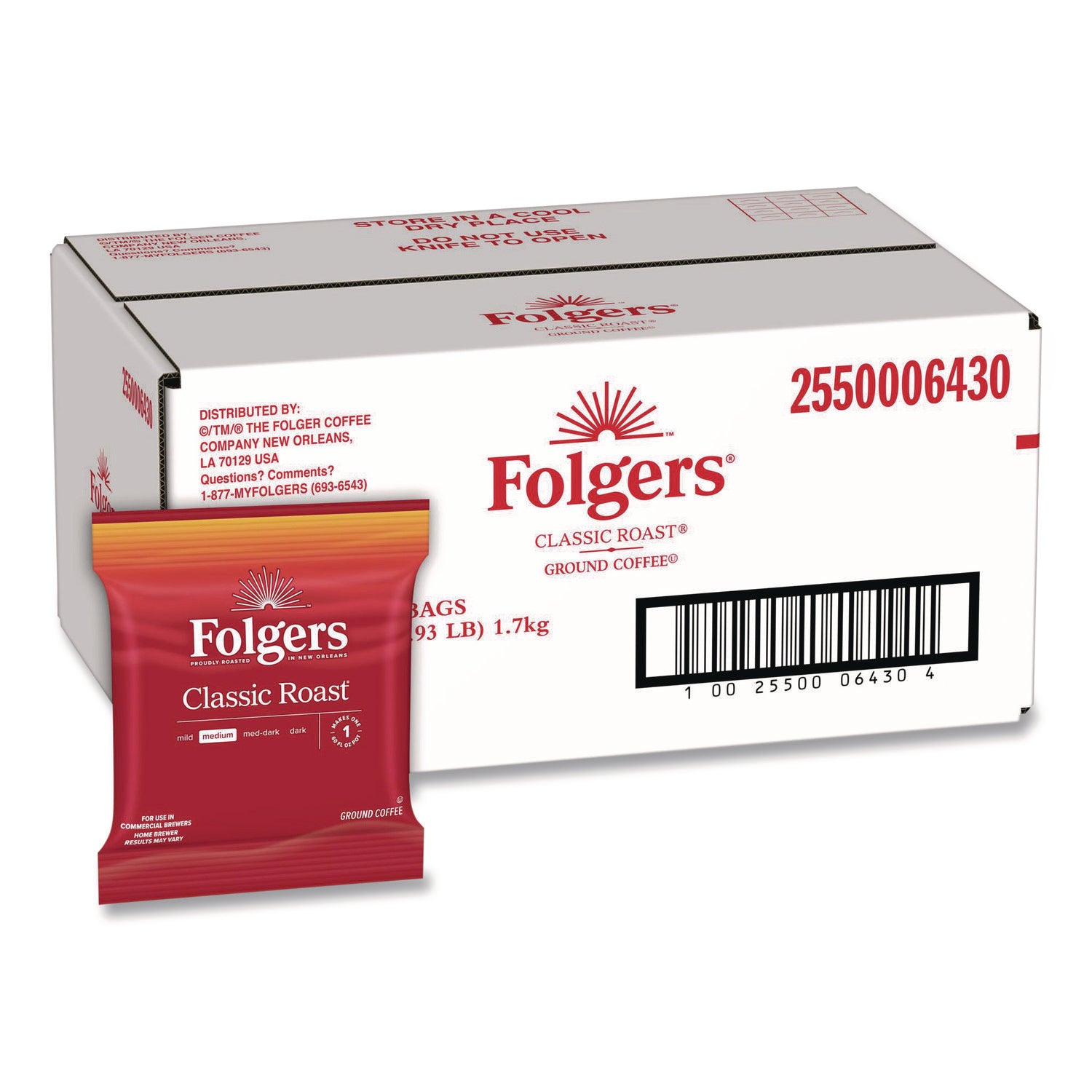 Coffee, Fraction Pack, Classic Roast, 1.5oz, 42/Carton