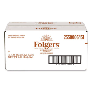 Coffee, 100% Colombian, Ground, 1.75oz Fraction Pack, 42/Carton