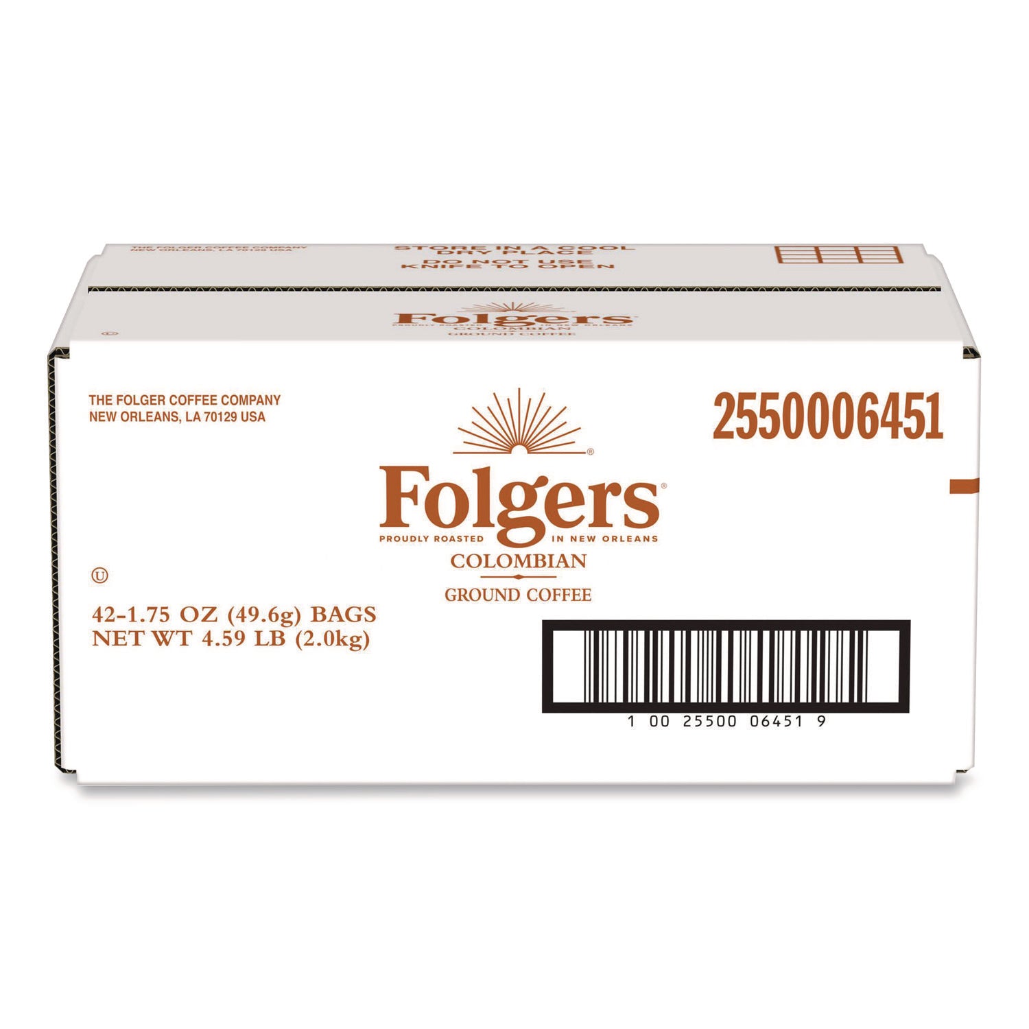 Coffee, 100% Colombian, Ground, 1.75oz Fraction Pack, 42/Carton