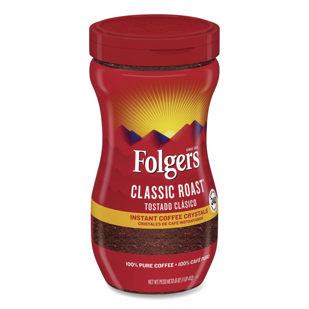 Instant Coffee Crystals, Classic Roast, 16oz Jar