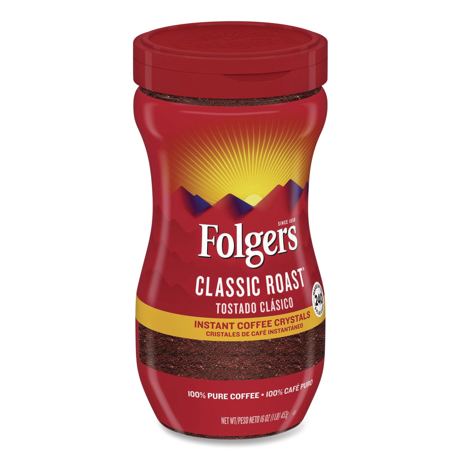 Instant Coffee Crystals, Classic Roast, 16oz Jar