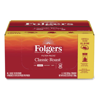 Coffee Filter Packs, Classic Roast, 1.4 oz Pack, 40/Carton