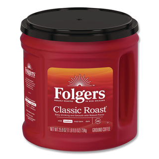 Coffee, Classic Roast, Ground, 25.9 oz Canister, 6/Carton