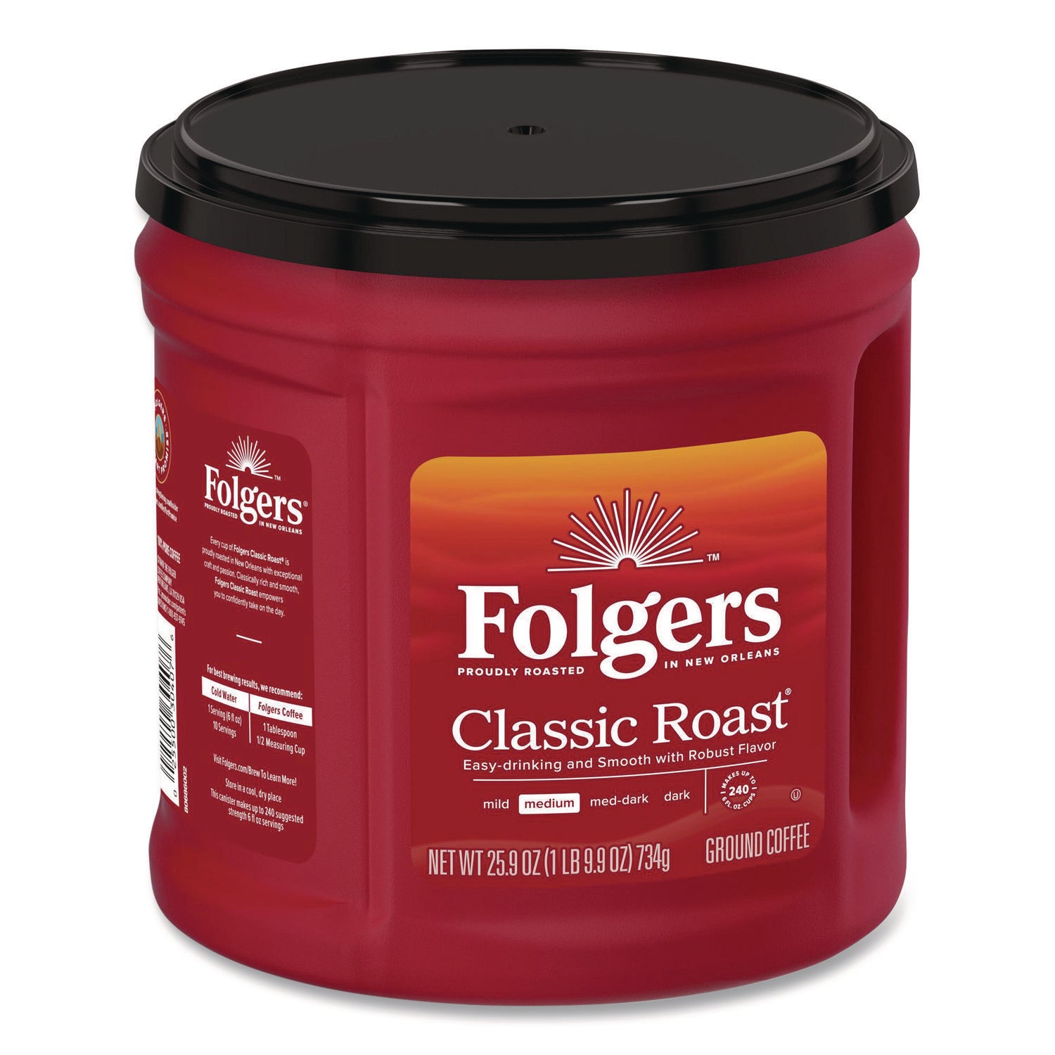 Coffee, Classic Roast, Ground, 25.9 oz Canister, 6/Carton