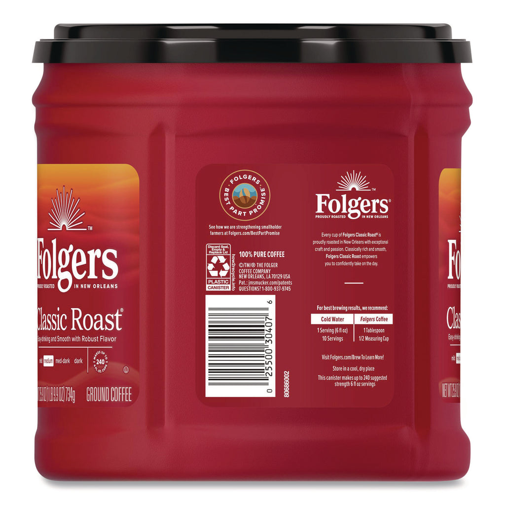 Coffee, Classic Roast, Ground, 25.9 oz Canister, 6/Carton
