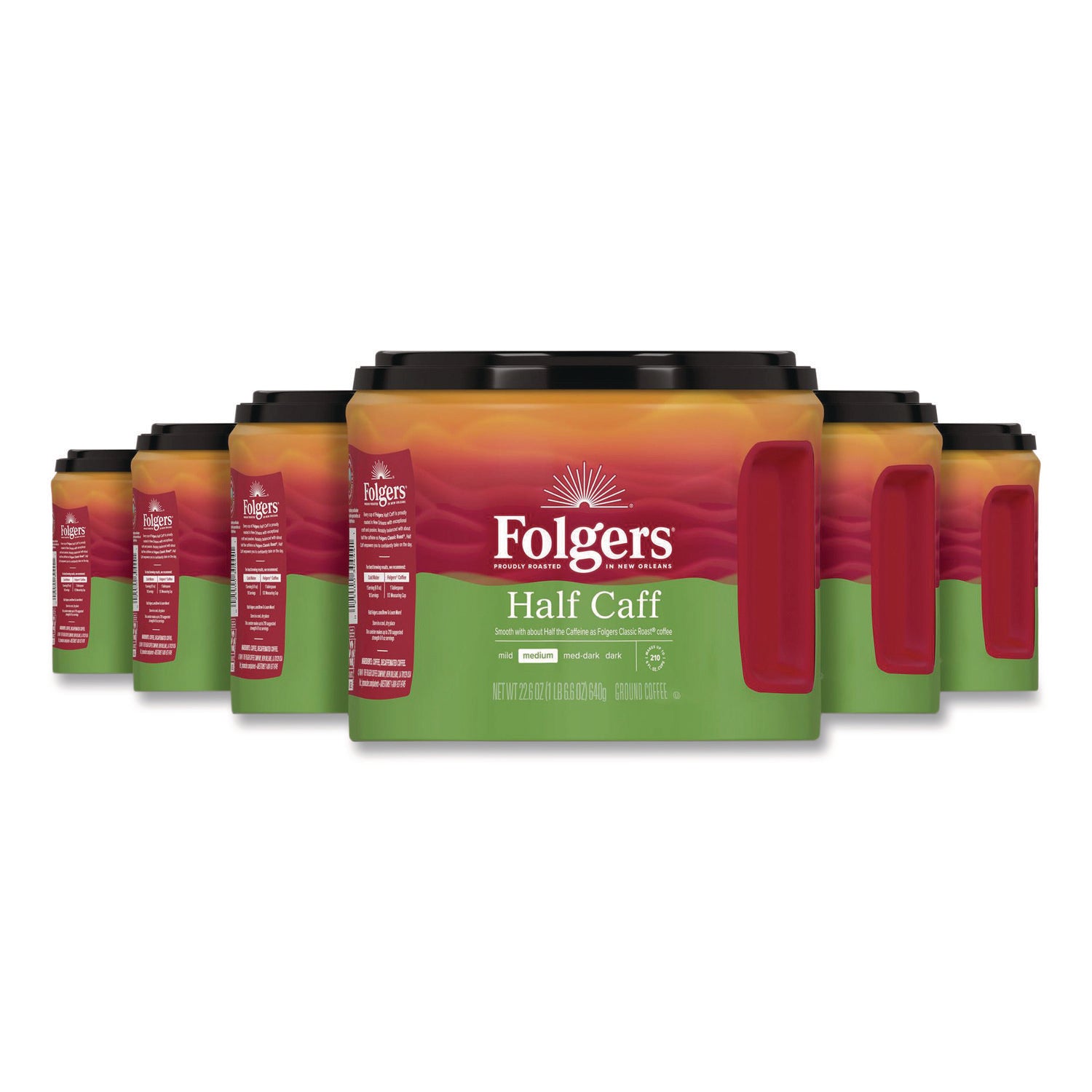 Coffee, Half Caff, 22.6 oz Canister, 6/Carton