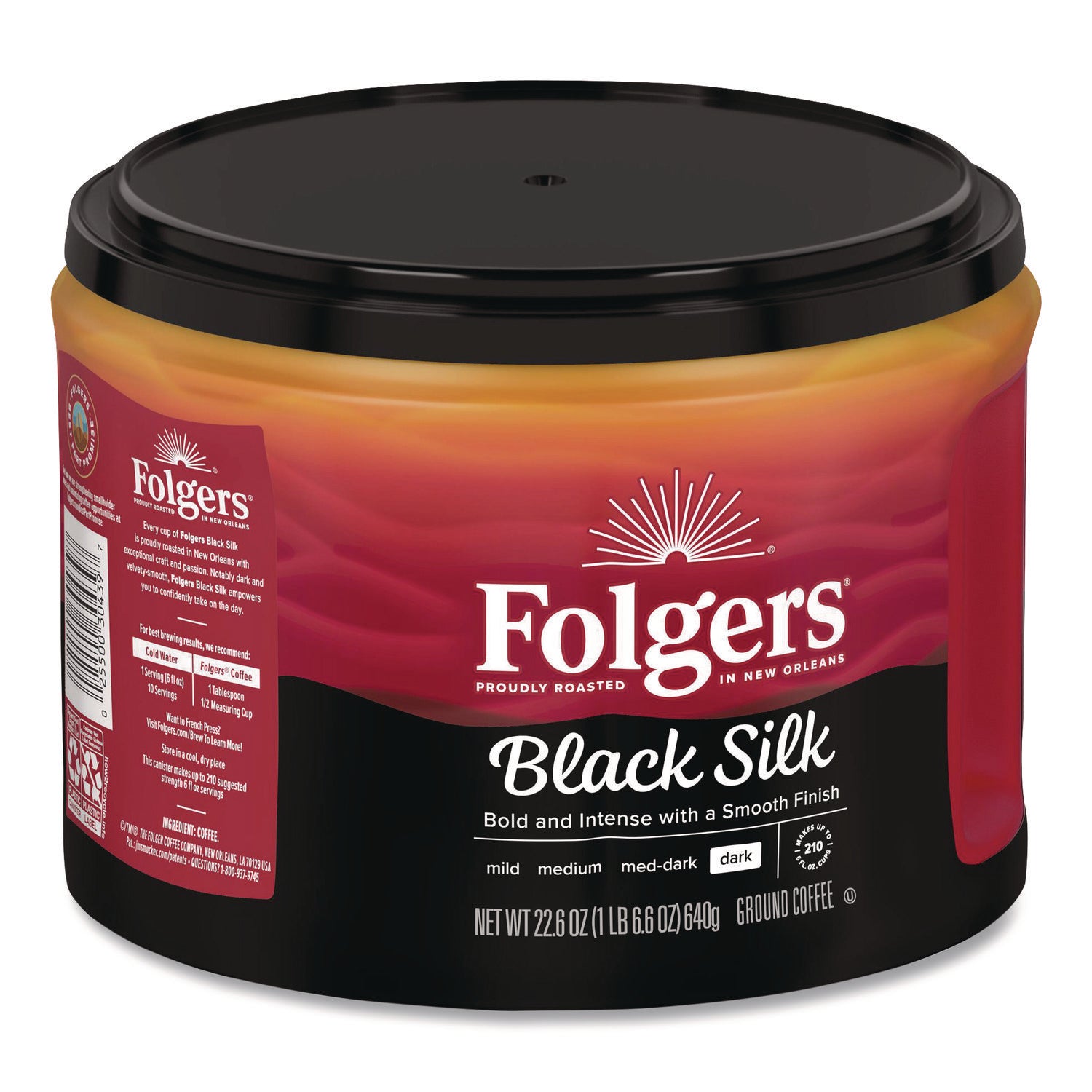 Coffee, Black Silk, 22.6 oz Canister