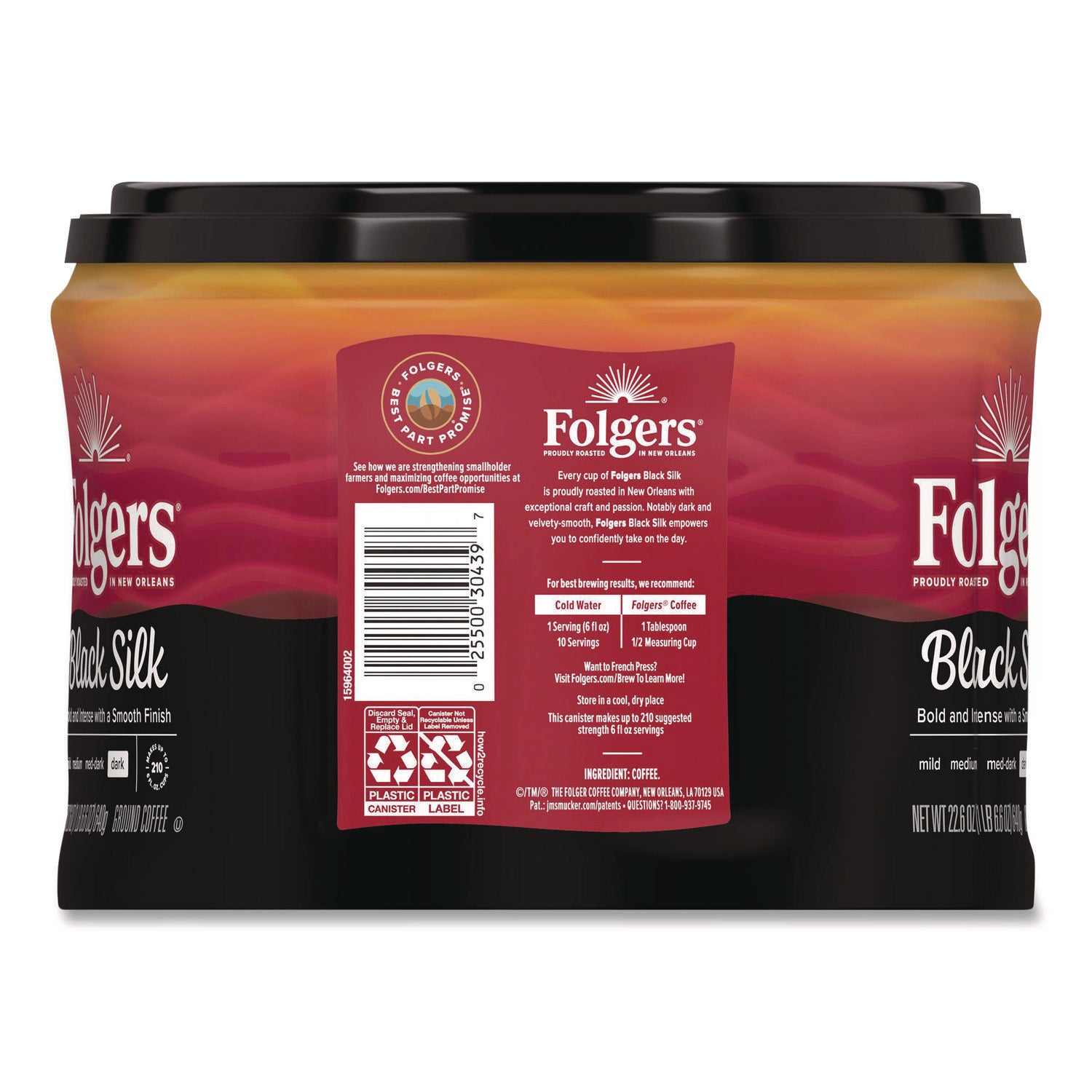 Coffee, Black Silk, 22.6 oz Canister