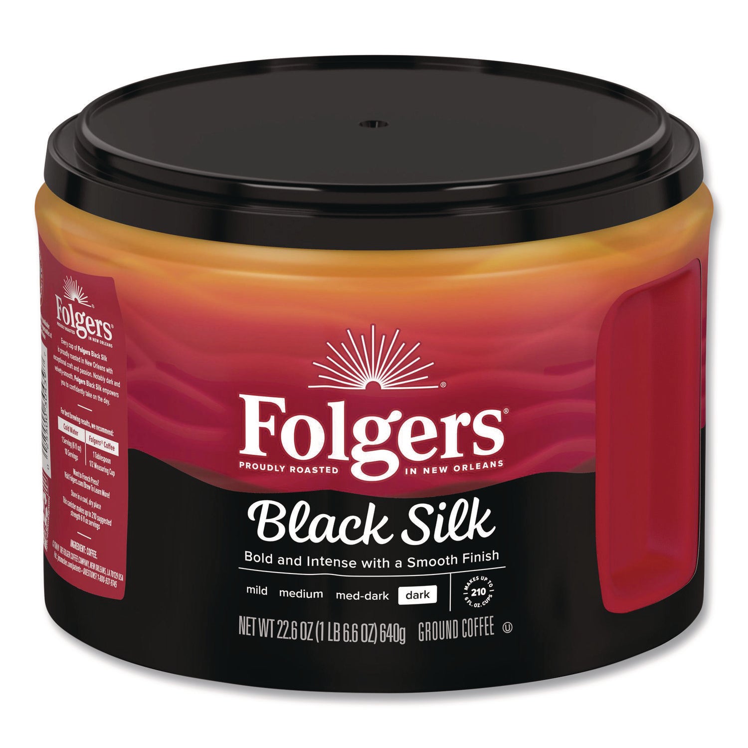 Coffee, Black Silk, 22.6 oz Canister, 6/Carton
