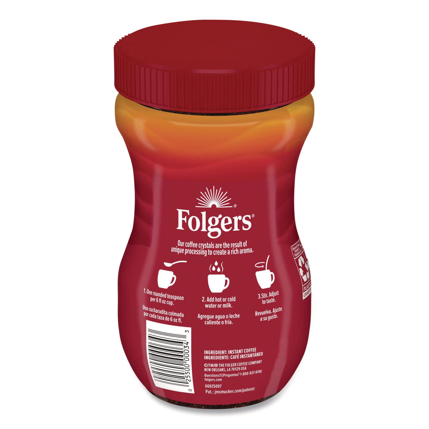 Instant Coffee Crystals, Classic Roast, 8 oz Jar, Medium