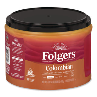 100% Columbian Coffee, 22.6 oz Canister, 6/Carton